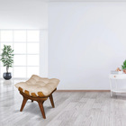 Puff Costela Suede Base Madeira Castanho - Pallazio - Bege