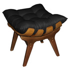 Puff Costela Suede Base Madeira Castanho - Pallazio - Preto