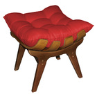 Puff Costela Suede Base Madeira Castanho - Pallazio - Vermelho