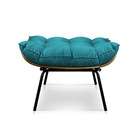 Puff Costela Suede Base Metálica - Pallazio - Azul Turquesa