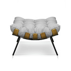 Puff Costela Suede Base Metálica - Pallazio - Cinza