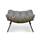 Puff Costela Suede Base Metálica - Pallazio - Grafite