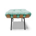 Puff Costela Suede Base Metálica Preto - D'rossi - Azul Turqu