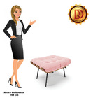 Puff Costela Suede Base Metálica Preto - D'rossi - Rosa Bebê