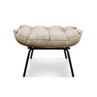 Puff Costela Suede Bege Base Metálica - Pallazio