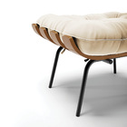 Puff Costela Suede Bege Base Metálica Preto - D'rossi