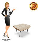 Puff Costela Suede Bege Base Metálica Preto - D'rossi