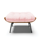 Puff Costela Suede Rosa Bebê Base Metálica Preto - D'rossi