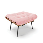 Puff Costela Suede Rosa Bebê Base Metálica Preto - D'rossi