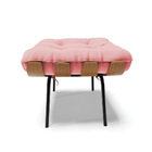 Puff Costela Suede Rosê Base Metálica Preto - D'rossi