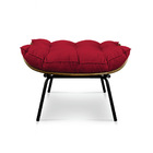 Puff Costela Suede Vermelho Base Metálica - Pallazio