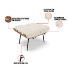 Puff Costela Veludo Bege Base Metálica Preto - D'rossi