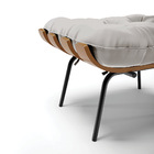 Puff Costela Veludo Cinza Base Metálica Preto - D'rossi