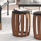 Puff Couro Legítimo Preto Redondo