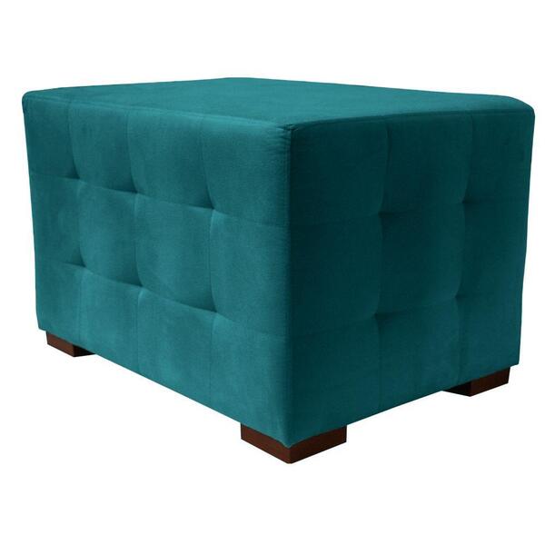 Puff Cuba Decorativo Suede Azul 50x70 Kasa Sofá