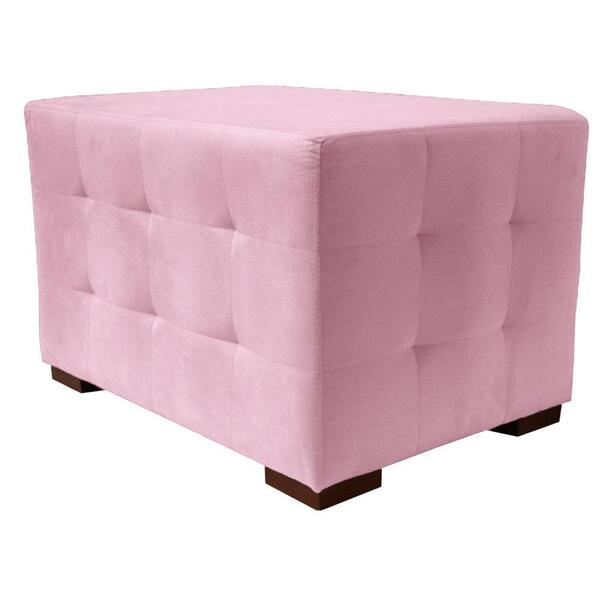 Puff Cuba Decorativo Suede Rosa Bebê 50x70 Kasa Sofá