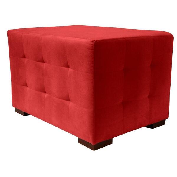 Puff Cuba Decorativo Suede Vermelho 50x70 Kasa Sofá