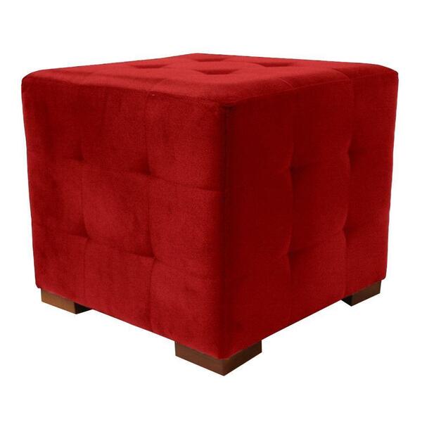 Puff Cuba Decorativo Suede Vermelho Kasa Sofá