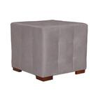 Puff Cuba Decorativo Veludo Cinza Kasa Sofá