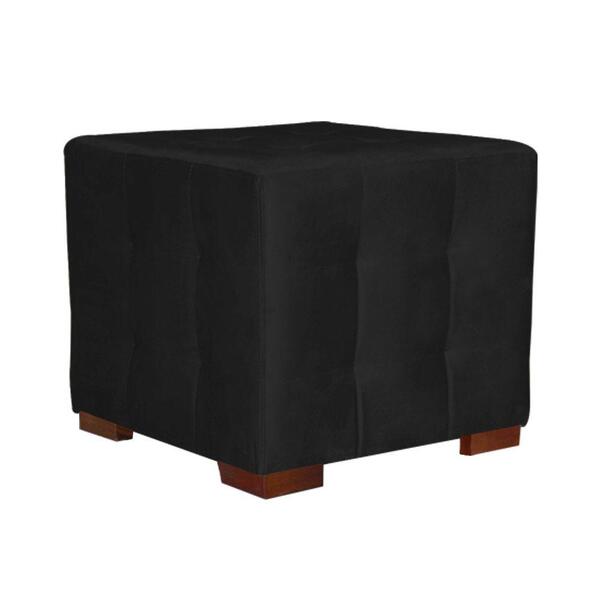 Puff Cuba Decorativo Veludo Preto D'rost