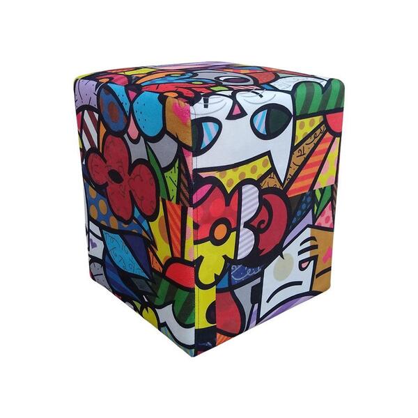 Puff Dado Decorativo Estampa Romero Brito Kasa Sofá