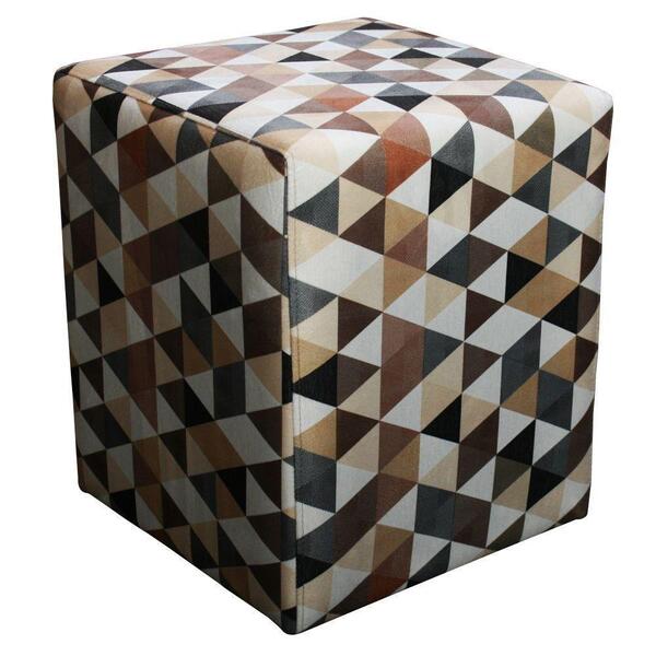 Puff Dado Decorativo Estampa Triângulo Bege Kasa Sofá