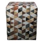 Puff Dado Decorativo Estampa Triângulo Bege Kasa Sofá