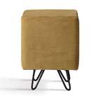 Puff Dado Dourado Pés Em Aço Carbono