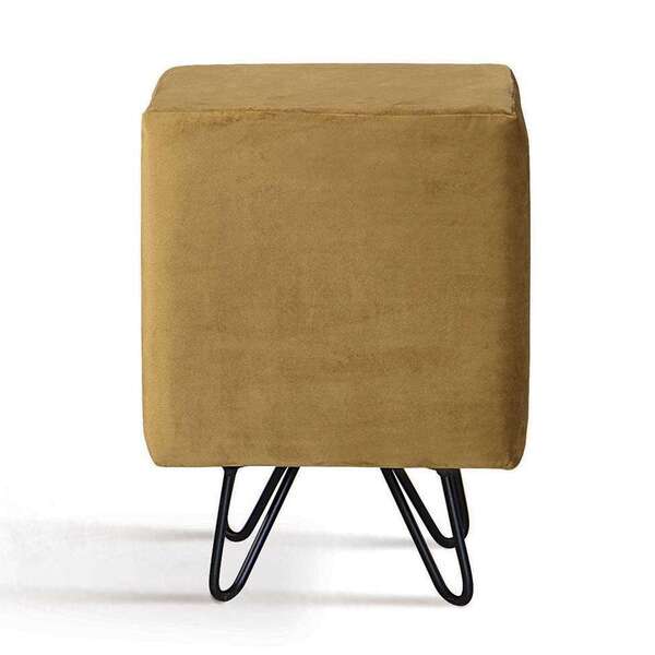 Puff Dado Dourado Pés Em Aço Carbono