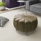 Puff Dallas Com Pés Em Pvc Cromado 66cm No Tecido Suede Simbal