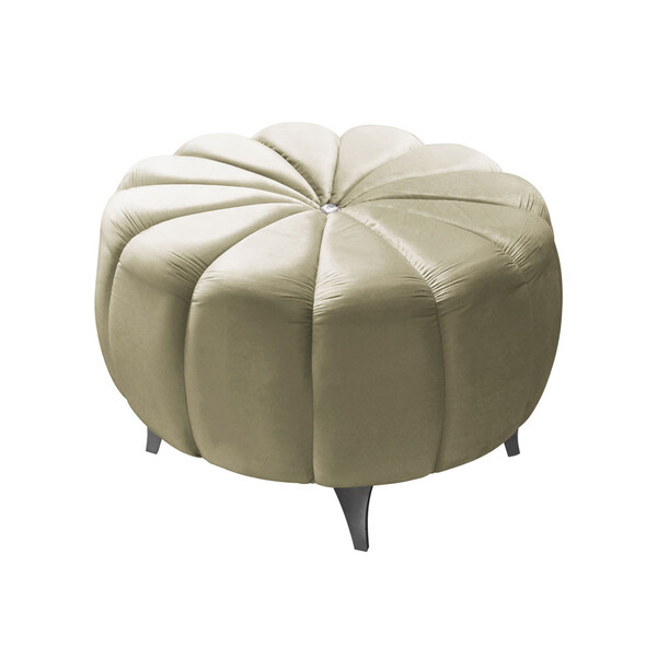 Puff Dallas Com Pés Em Pvc Cromado 66cm No Tecido Suede Simbal