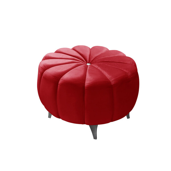 Puff Dallas Com Pés Em Pvc Cromado 66cm No Tecido Suede Simbal
