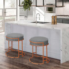 Puff Dara Linho Base Industrial Cobre - D'rossi - Grafite