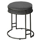 Puff Dara Linho Grafite Base Industrial Preto - D'rossi