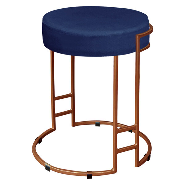 Puff Dara Suede Base Industrial Cobre - D'rossi - Azul Marinho