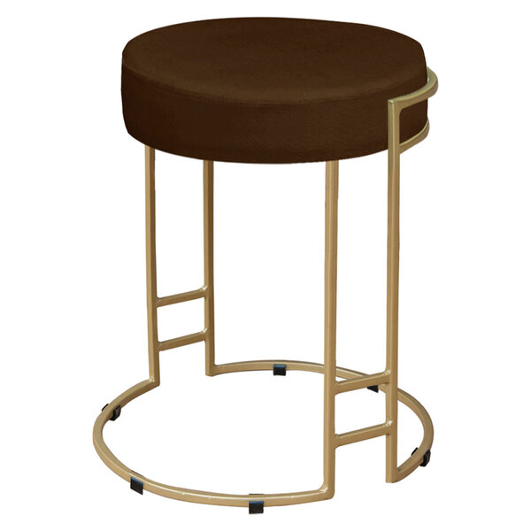 Puff Dara Suede Base Industrial Dourado - D'rossi - Marrom