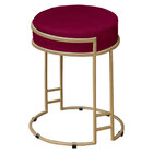 Puff Dara Suede Base Industrial Dourado - D'rossi - Vinho