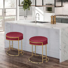 Puff Dara Suede Base Industrial Dourado - D'rossi - Vinho