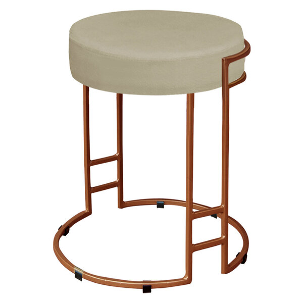 Puff Dara Suede Bege Base Industrial Cobre - D'rossi