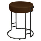 Puff Dara Suede Marrom Base Industrial Preto - D'rossi