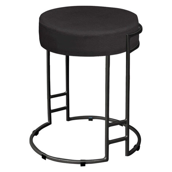 Puff Dara Suede Preto Base Industrial Preto - D'rossi