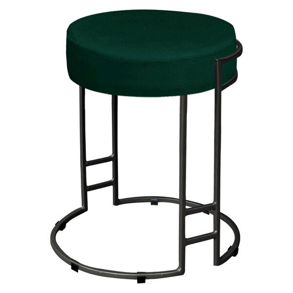 Puff Dara Suede Verde Base Industrial Preto - D'rossi