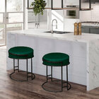 Puff Dara Suede Verde Base Industrial Preto - D'rossi