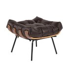 Puff De Couro Legítimo Costela Preto