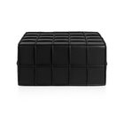 Puff De Couro Legítimo Decorativo 80x60x40 Cm Queen Preto