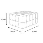 Puff De Couro Legítimo Decorativo 80x80x40 Cm Queen Off White