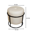 Puff De Ferro Decorativo Redondo Para Sala Argola Ariel Bege