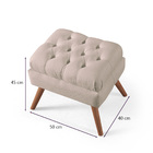 Puff De Linho Apoio De Pés Para Sala  - Bege