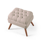 Puff De Linho Apoio De Pés Para Sala  - Bege