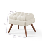 Puff De Linho Apoio De Pés Para Sala  - Bege Claro